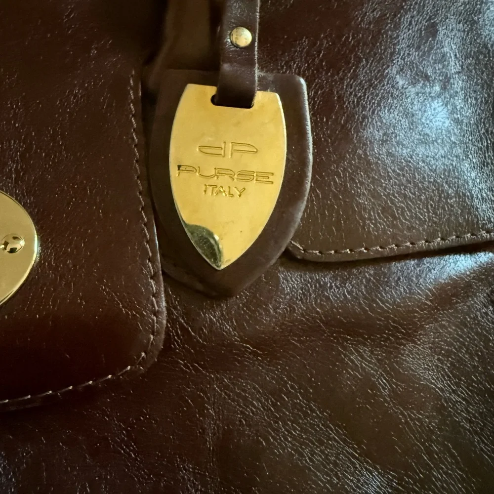DP purse- Italian chocolate leather gold hardware